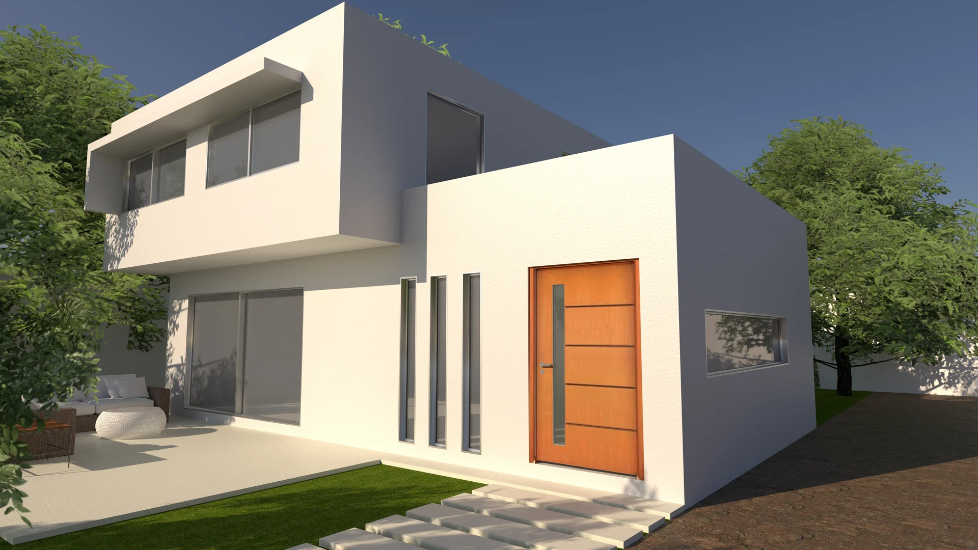 Visualización arquitectónica de una vivienda terminada para comparar soluciones constructivas